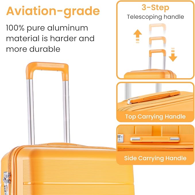 Merax Luggage Set 4 Piece Suitcase with Case Expandable Spinner Wheels Hardshell Airplane Approved Luggage Sets,Orange,14/20/24/28