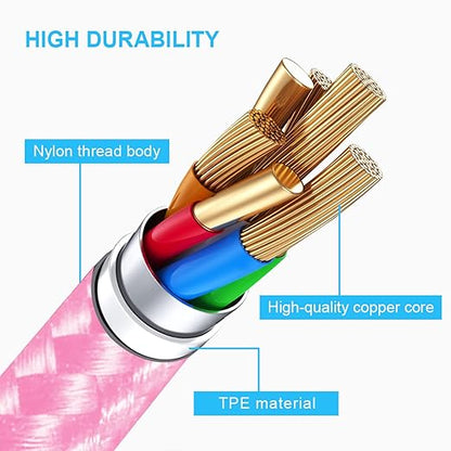 cugunu USB C to Lightning Cable 5 Pack 3/3/6/6/10FT iPhone Charger Apple MFi Certified Power Delivery Fast Charging Cord Compatible with iPhone 14/13/12/11/XS/XR/X/8 - Pink