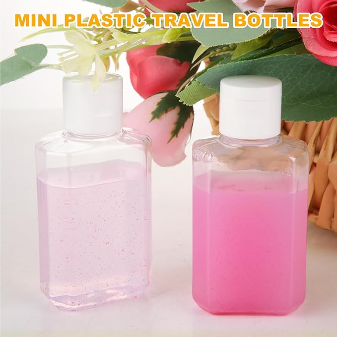 120 Pack 2 Oz Plastic Refillable Bottles with Flip Cap, Clear Hand Sanitizer Bottles, Travel Size Bottles with Flip Cap, Portable Reusable Containers with Lids for Shampoo,Body Soap,Toner, Lotion