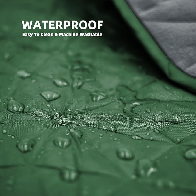 Outdoor Waterproof Blanket, Foldable Fleece Stadium Blanket for Outdoor Sports Event, Camping, Car, Pet, Picnics - Windproof, Wearable, Machine Washable 80" x 58" (Green)