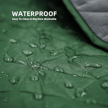 Outdoor Waterproof Blanket, Foldable Fleece Stadium Blanket for Outdoor Sports Event, Camping, Car, Pet, Picnics - Windproof, Wearable, Machine Washable 80" x 58" (Green)