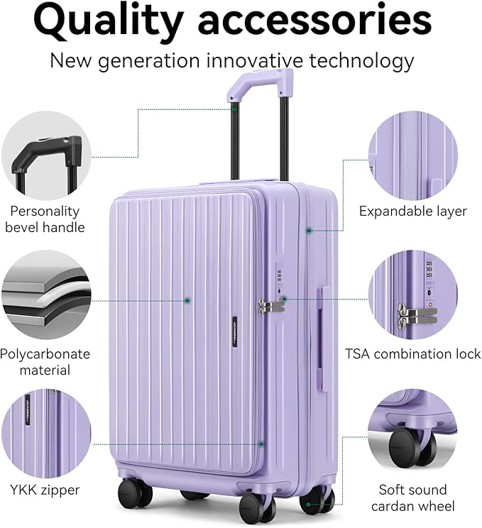 ROAMING Luggage Sets Hard shell Suitcase Top Opening Expandable with Spinner Wheels, Sturdy Large Suitcase Tsa Lock 20 Inch Carry on 28 Inch Checked Luggage, 2-Piece Set (20/28) for Woman Men. Purple