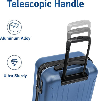 KYME Carry on luggage 22x14x9 Airline Approved Suitcase Hardshell With Double Spinner Wheels, PC+ABS TSA Lock Travel Luggage (Royalblue, 20" Carry On)