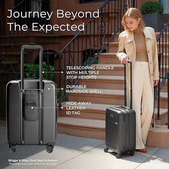 Briggs & Riley 21" Global Carry On Expandable Spinner - Luggage for Travel, Suitcases with Wheels, Hardside Rolling Bag for Men & Women, Self-Repairing Zipper - Sympatico Collection, Black