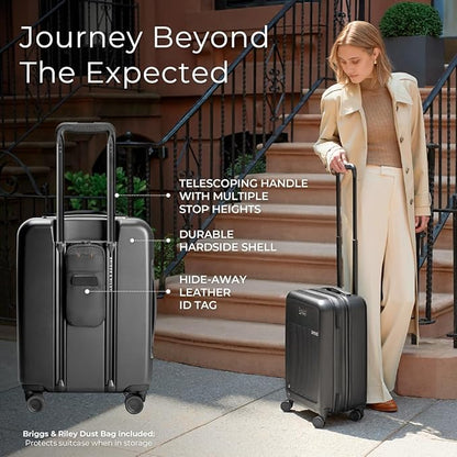 Briggs & Riley 21" Global Carry On Expandable Spinner - Luggage for Travel, Suitcases with Wheels, Hardside Rolling Bag for Men & Women, Self-Repairing Zipper - Sympatico Collection, Black