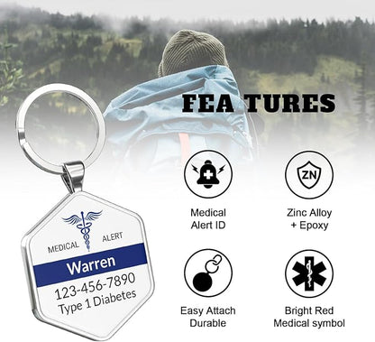 DISONCARE QR Code Medical Alert Tag, Custom Medical ID with Online Profile for Emergency Contact & Health Info – For Allergies, Diabetes, Autism & More（Pearl White）