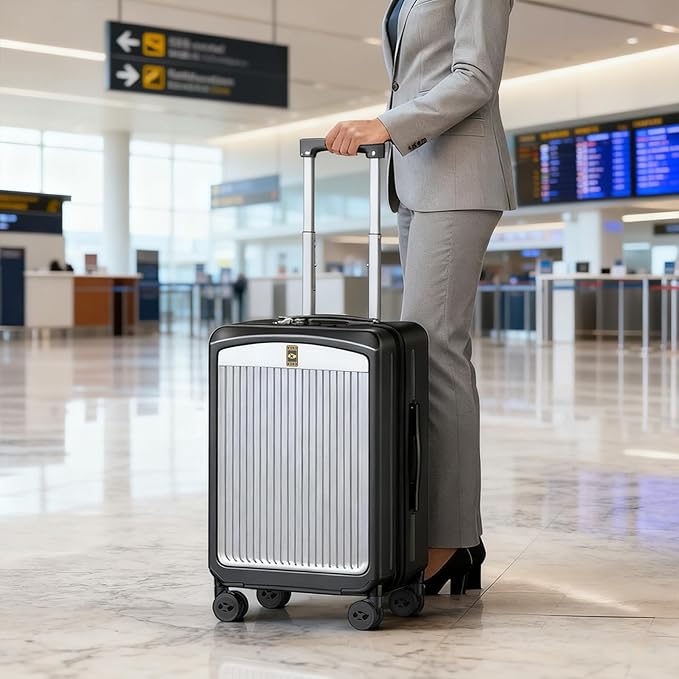 MGB Carry on Luggage 22x14x9 Airline Approved, Durable PC Hardside Suitcase with TSA Lock for Business Trip, 20 Inch Carry-on Luggage, USB Port & 360°Spinner Wheels