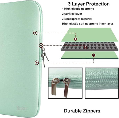 15.6 Inch Laptop Case, Resistant Neoprene Notebook Computer Pocket Case/Tablet Briefcase Carrying Bag Compatible for Asus Fujitsu HP Sony Toshiba - (LightBlue)