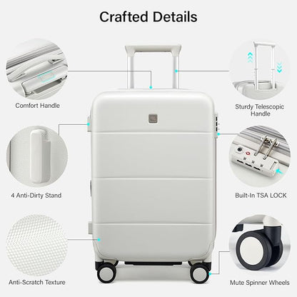 Hanke Expandable Luggage Sets 3 Piece with Spinner Wheels, 20/24/28" Hardside Carry On Luggage Large Suitcase, All-PC Hard Shell Luggage, TSA Lock, Lightweight Durable (Smoke White)