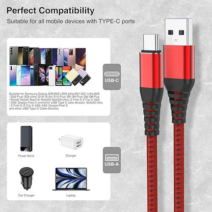 5Pack Short USB C Type C Cable 1FT,Nylon Braided Fast Charging 3A Quick Charger Cord,USB A to Type C Charger Cord Cable for iPhone 15 Samsung Galaxy S20 S10 S9 S8 Plus S10E, Note 20 10 9 8, Moto G7 G8
