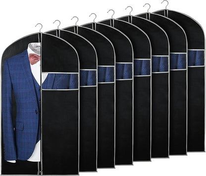 Syeeiex 40" Garment Bag, Set of 8 Suit Bag, Garment Bags for Hanging Clothes, Suit Covers Bags for Men or Women, Dress Bags for Storage Suits, Shirts,T-shirts and Jackets on Closet