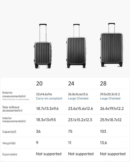 Luggage Sets with Spinner Wheels, 8010S Aluminum Frame Zipperless Polycarbonate Hard Shell Suitcase Sets (ZX-Core, Blue, 2 Piece (20/28))