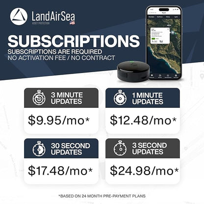 LandAirSea 54 GPS Tracker - Made in the USA from Domestic & Imported Parts. Long Battery, Magnetic, Waterproof, Global Tracking. Subscription Required