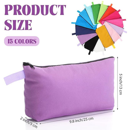 Saintrygo 30 Pcs Makeup Bag Travel Canvas Cosmetic Bag Bulk Multipurpose Small Makeup Pouch for Purse Portable Blank Zipper Toiletry Organizer DIY for Women Assorted Color(Novel,9.8 x 5 x 2 Inch)