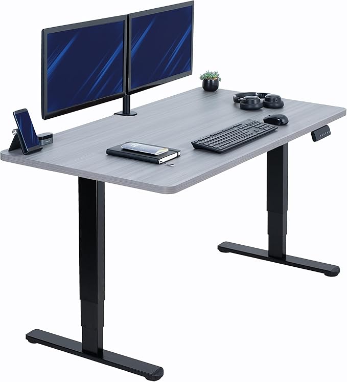 VIVO Electric 55 x 28 in Dual Motor Sit Stand Desk, Memory Height Adjustment, 2B Series, Dark Gray Top Black Frame, DESK-KIT-2B55G