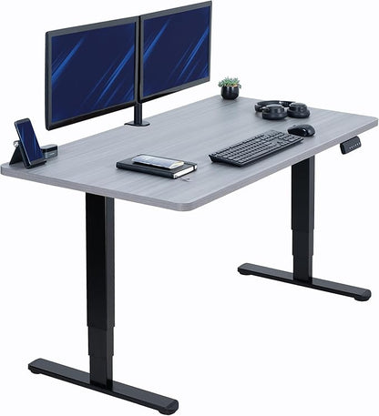 VIVO Electric 55 x 28 in Dual Motor Sit Stand Desk, Memory Height Adjustment, 2B Series, Dark Gray Top Black Frame, DESK-KIT-2B55G