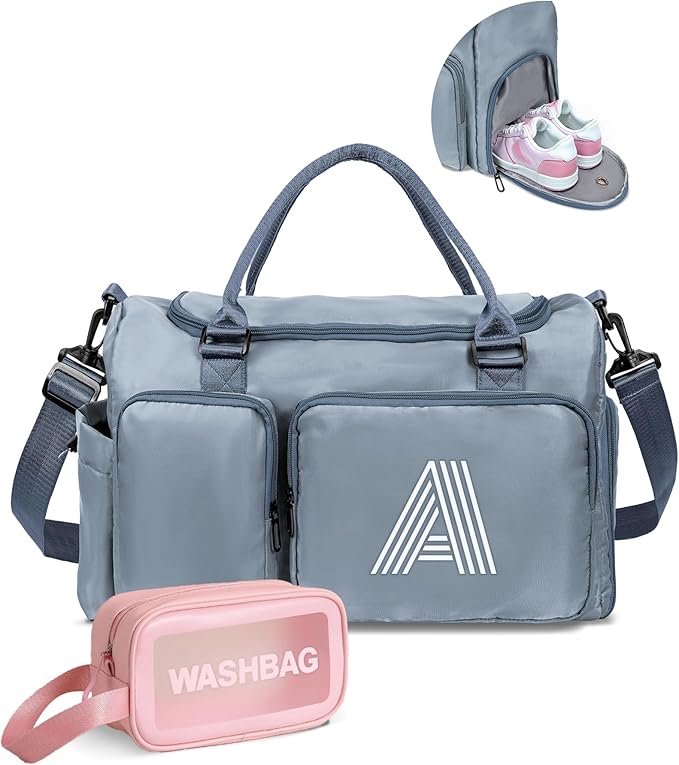 Initial Travel Duffle Bag Women Girls Gift: Personalized Weekender bags, Dance Cheer bag Sports for Girl, Kid Gymnastics Bags, Birthday Gifts for Women Girls Kids Teens Mom Teacher