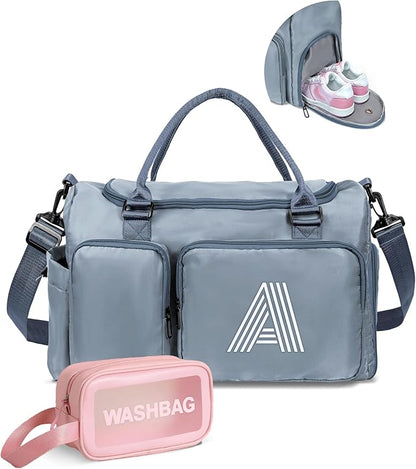 Initial Travel Duffle Bag Women Girls Gift: Personalized Weekender bags, Dance Cheer bag Sports for Girl, Kid Gymnastics Bags, Birthday Gifts for Women Girls Kids Teens Mom Teacher