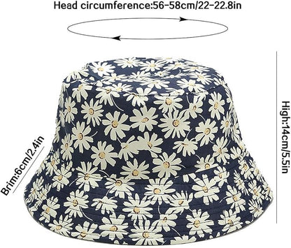 XYIYI Cute Bucket Hat Beach Fisherman Hats for Women, Reversible Double-Side-Wear