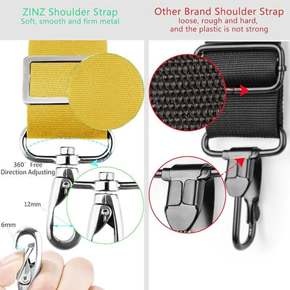 ZINZ 79 inch Shoulder Strap, Extra-Thick Fixed Cushion Pad and Dual Clasps Universal Replacement Strap with Metal Swivel Hooks for Laptop Bags, Luggage Bags, Camera, Crossbody (200cm,Yellow)