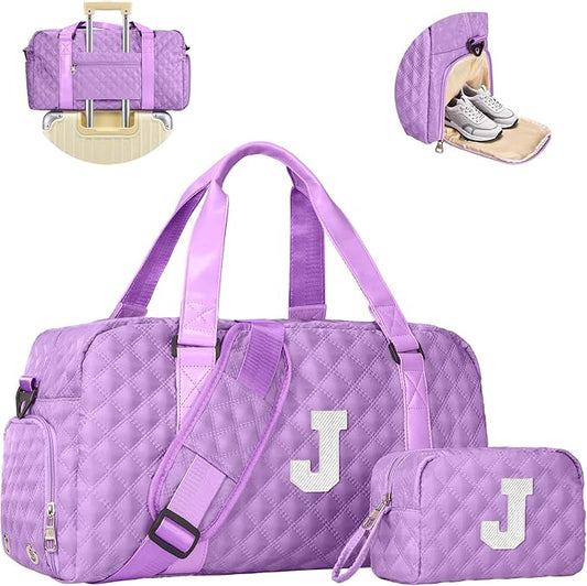 Travel Bags, Gifts for Friends Female Women, Initial Travel Duffel Bag, Gym Bag, Personalized Weekender Bag, Friend Wedding Girlfriend Birthday Gifts for Teen Girls, Graduation Gifts