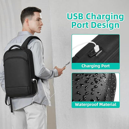 Slim Laptop Backpack for Men 15.6 inch Mens Computer Backapcks Small Travel Backpack Lightweight Waterproof Anti Theft Business Carry on Bag with USB Charging Port for Work Office College