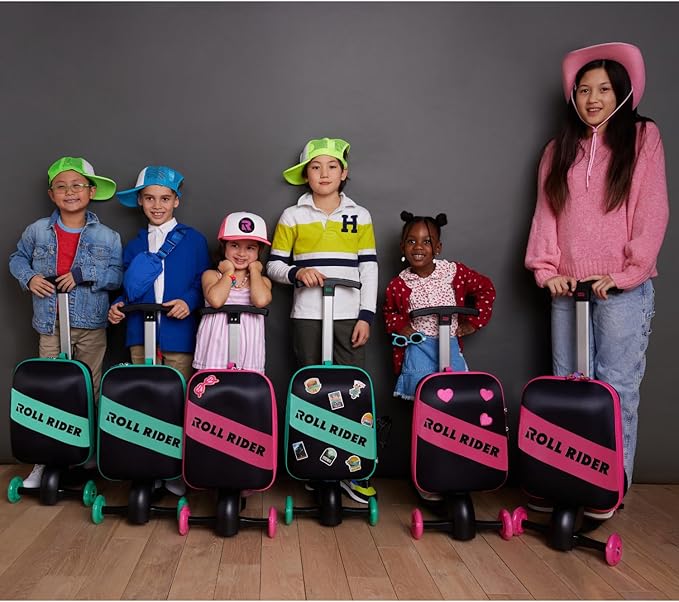 Kids Scooter Luggage - 2-in-1 Ride-On Suitcase with Light-Up Wheels & Adjustable Handle|Carry-On Approved & TSA-Friendly| Fun, Durable, Lightweight Travel Scooter for Boys & Girls Ages 3-10