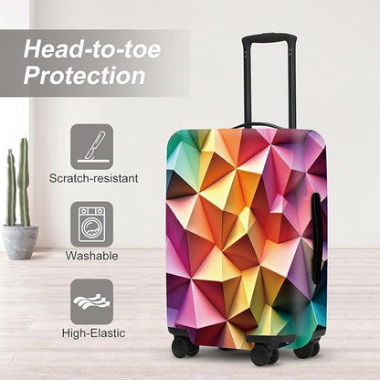 Abstract Geometric Luggage Cover, Gradient Polygons Waterproof Anti-Scratch Suitcase Protector, Modern Travel Case