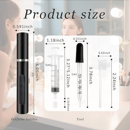4 Pack Refillable Mini Perfume Atomizer Bottle，Portable Separate Bottles，Travel and Outings Spray Boxes Dispensers 5ml/0.2oz (Black)