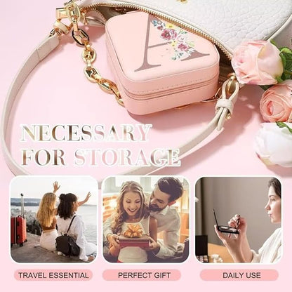 Parima Boss Gifts for Women - Boss Day & Birthday Gifts, Personalized Pink Initial Jewelry Box - Letter F, Travel Jewelry Case