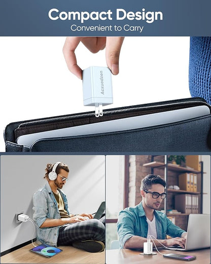 [2 Pack] USB C Charger Block 160W, 3-Port GaN Super Fast Charger, Dual 65W Type C Charging Block, Foldable QC3.0 Laptop Fast Charging for MacBook, iPhone, Samsung, Galaxy, iPad, Android, White