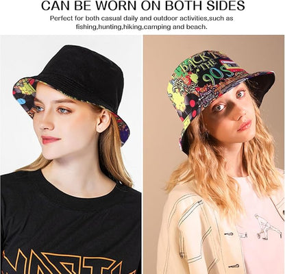 XYIYI Cute Bucket Hat Beach Fisherman Hats for Women, Reversible Double-Side-Wear