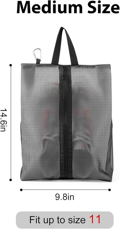 2 Pack Shoe Bags for Travel, Sneaker Bags, Waterproof Travel Shoe Bags with Zipper for Packing, Golf Shoe Dust Bags for Man and Women, Medium, Black