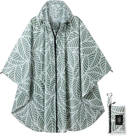 Rain Poncho Jacket Coat Hooded Zipper Style for Women/Men/Adult with Pocket