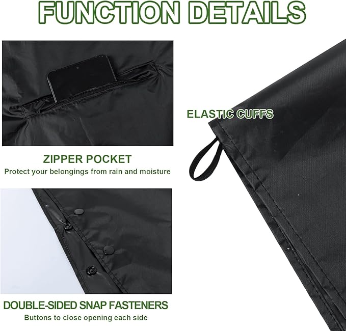 Hooded Rain Ponchos for Adult - Rain Coat and Rain Jacket with Waterproof Pocket and Zipper