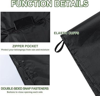 Hooded Rain Ponchos for Adult - Rain Coat and Rain Jacket with Waterproof Pocket and Zipper