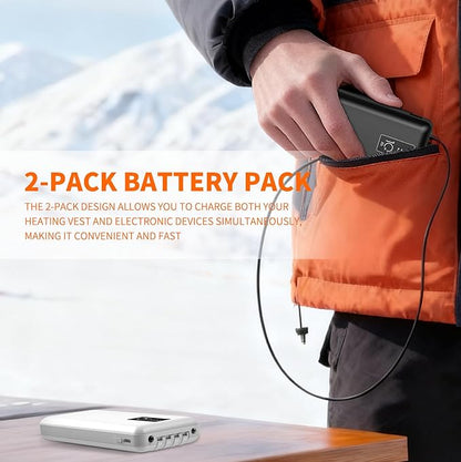 Heated Vest Battery Pack, USB 5V 10000mAh Power Bank, Battery Pack for Heating Hoodie/Jacket/Blanket/Chair/Stadium Seat Cushion PD20W Fast Charger (1-Pack Black)