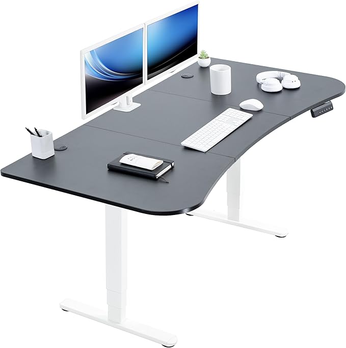 VIVO Electric 63 x 32 in Dual Motor Standing Desk, Memory Height Adjustment, 2B Series, Black Top White Frame, DESK-KIT-2W1B