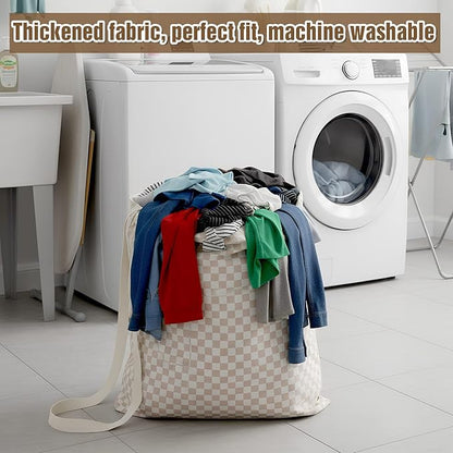 Large Laundry Bag 29" x 18" Double Layer Thickened Clothes Bag with Liner, Drawstring Closure Adjustable Strap, Machine Washable Laundry Sack for College Dorm Travel Apartment Camping