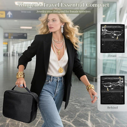 Travel Jewelry Organizer and Storage Case for Women, Travel Jewelry Storage with 36 Velvet Zipper Velvet Pouches, Portable Gift for Earrings Necklaces, Rings, Bracelet, Watch