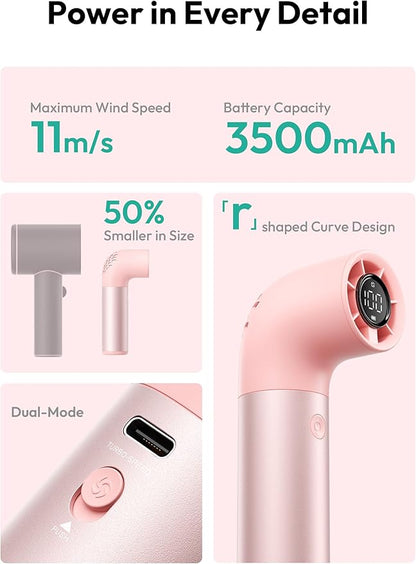 Aecooly Portable Handheld Fan, Powerful Turbo Mini Fan, 19000 RPM High Speed Aero Pro, 15H Max Cooling Time, 6 Speeds Aluminum Case, Pocket Rechargeable Personal Small Travel GIfts for Women Men -Pink