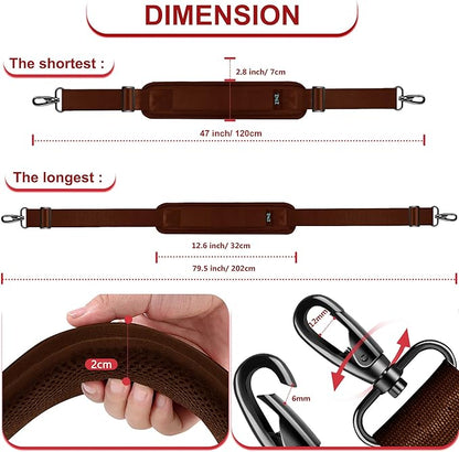 ZINZ 79.5" Universal Bag Strap with Ultra-Thick Fixed Breathable Pad Adjustable Heavy-Duty Shoulder Strap for Laptop Bag Crossbody Luggage Gym Bag Camera Bag and More -B01R01