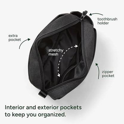 Halfday Sidecar Toiletry Bag | Travel Organizer for Men & Women with Waterproof Pouch, Mesh Pockets, Toothbrush Holder, Hanging Loop (Lightweight, Durable, Water-Resistant), Shadow