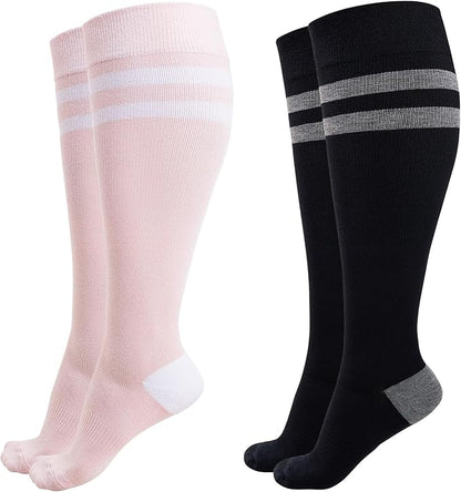 Momcozy Compression Socks for Women Wide Calf, 15-20mmHg Knee High Support Socks for Pregnancy, Nurses, Travel, Flying