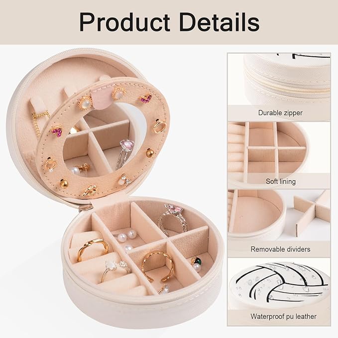 12-Pack Volleyball Mini Travel Jewelry Case With Mirror Round Volleyball Stuff Portable Jewelry Organizer Storage Case for Christmas Sports Team Club Lovers Birthday Goodie Favors Gifts (Mirror)