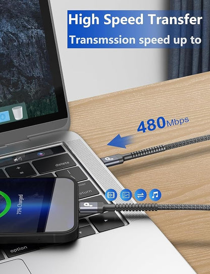 Extra Long USB C to C Cable 15FT, 100W USB C Cable Fast Charging, Upgraded Extra Durable Braided USB C Cord for iPhone 17 16 15 Pro Max, MacBook Pro, Samsung Galaxy S10 S9 Plus, LG and More-2Pack