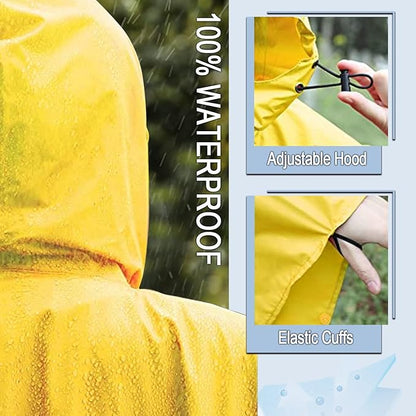 Fashion Hooded Rain Poncho Waterproof Raincoat Jacket with pocket for Women/Men/Adult