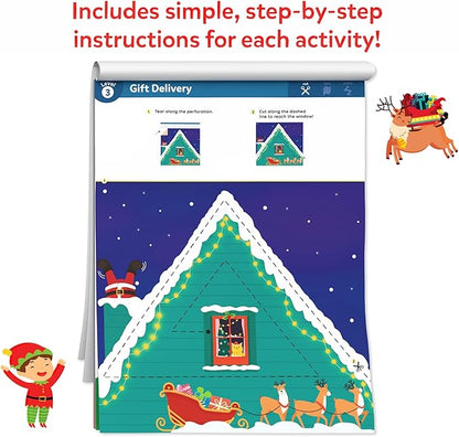 Skillmatics Scissor Skills Activity Book - Snip Snip Christmas, 25 Fun Cutting & Creative Activities for Preschoolers, 2 Child-Safe Scissors, Felt Craft Kit, Gifts for Kids Ages 3, 4, 5, 6, 7