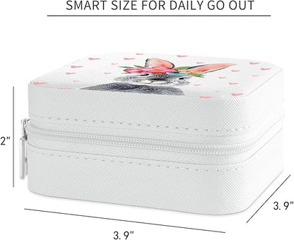 MAYCARI Jewelry Box with Cute Bunny Pattern Design, PU Leather Jewelry Travel Organizer Case-Rings/Earrings/Necklace Storage Box for Women Birthday Mom Friends Her Bridesmaids Girls s