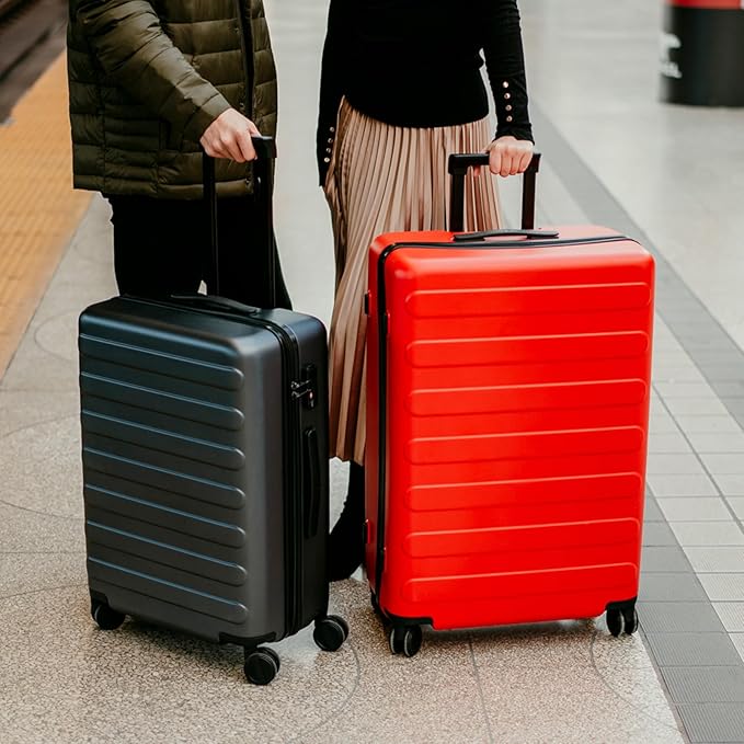 NINETYGO Carry On Luggage 22x14x9 Airline Approved, 20 Inch Luggage with Smooth Spinner Wheels, Lightweight, Hard Shell PC Suitcase Carry-On, Travel Luggage, TSA Approved (Raspberry, Rhine Basic)